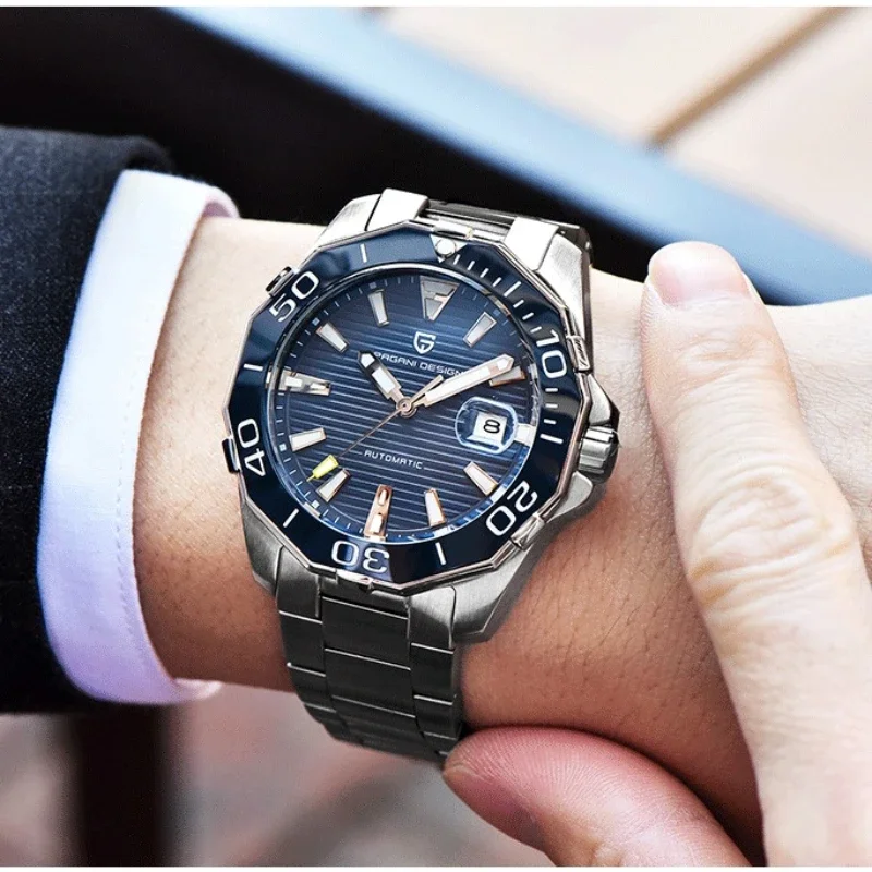 PAGANI DESIGN Men Mechanical Wristwatch Sapphire Glass Stainless Steel Waterproof Automatic Watches SSSSS 1963 Watch