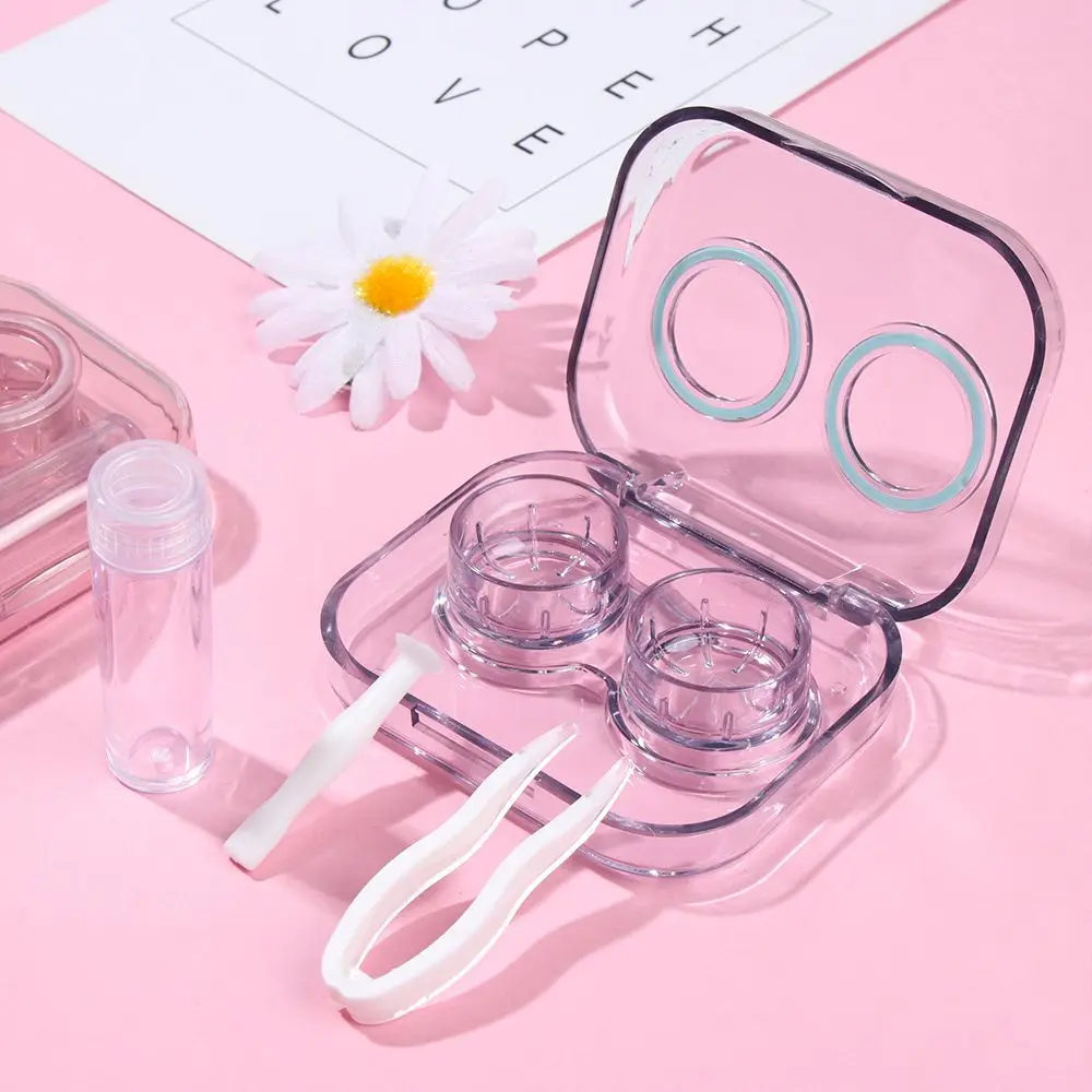 Portable Transparent Lens Holder Tweezers Storager Solution Bottle Container Lens Box Contact Lenses Case