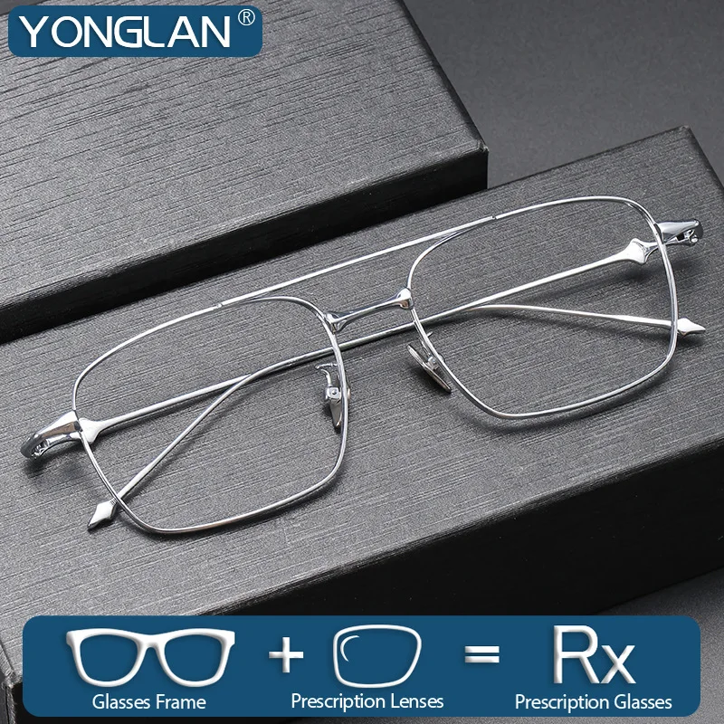 

YONGLAN Titanium Glasses Men's Prescription Glasses Myopia Hyperopia Reading Glasses Blue Light Progressive Distance Eyewear