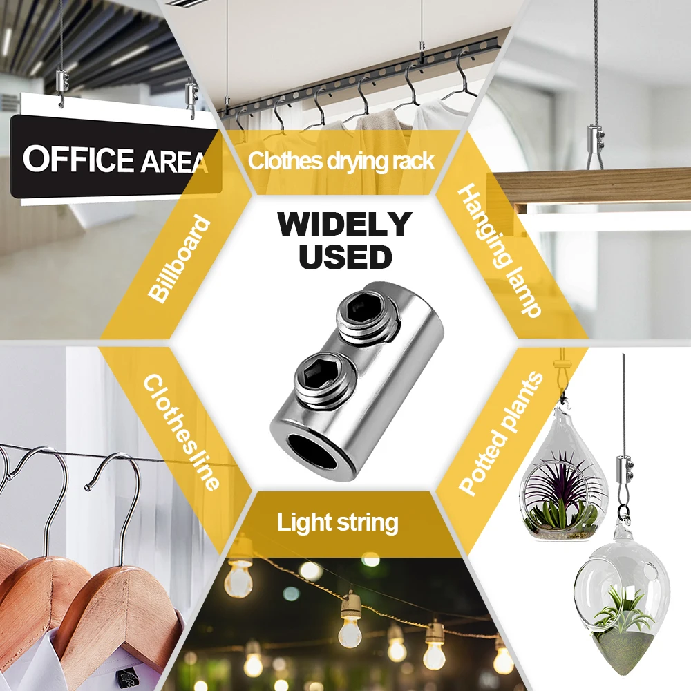 2/3mm Steel Wire Rope Hanging Kit Adjustable Cable Clamp Metal Fixing Clip For Billboard Hanging Lighting Suspension Solution