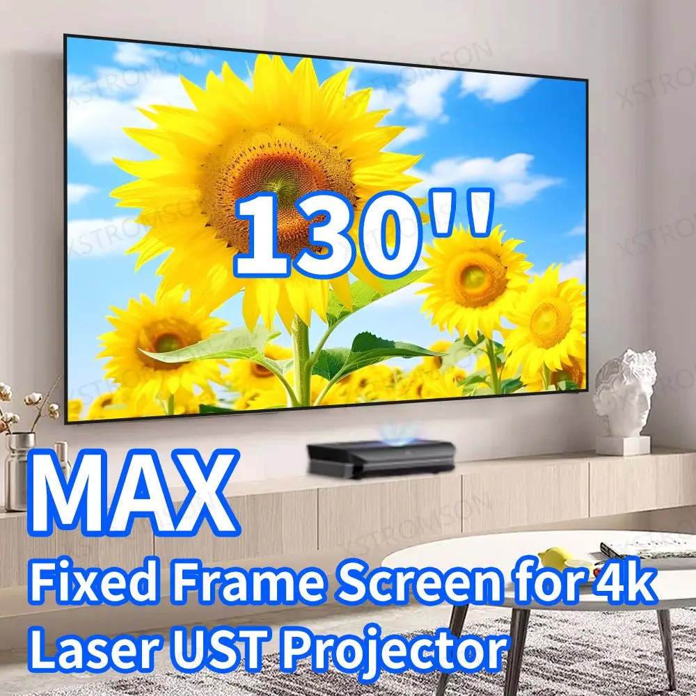 

NEW 130'' TOP Fixed Frame Projector Screen Ambient Light Rejecting PET ALR Thin Frame 1cm Home Theatre Laser Projection Screen