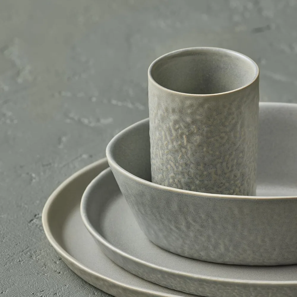 KATACHI Service de table 32 pièces en grès Gris