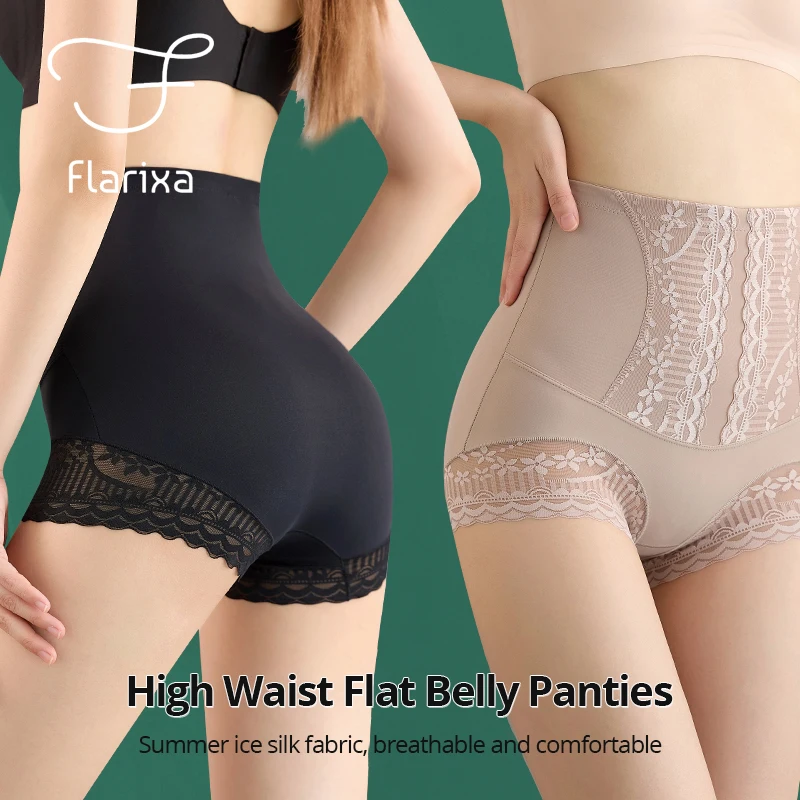 Flarixa Summer Ice Silk Panties for Women\'s High Waist Shaping Panties Postpartum Tummy Control Hip Lift Panty Body Shaper Pants