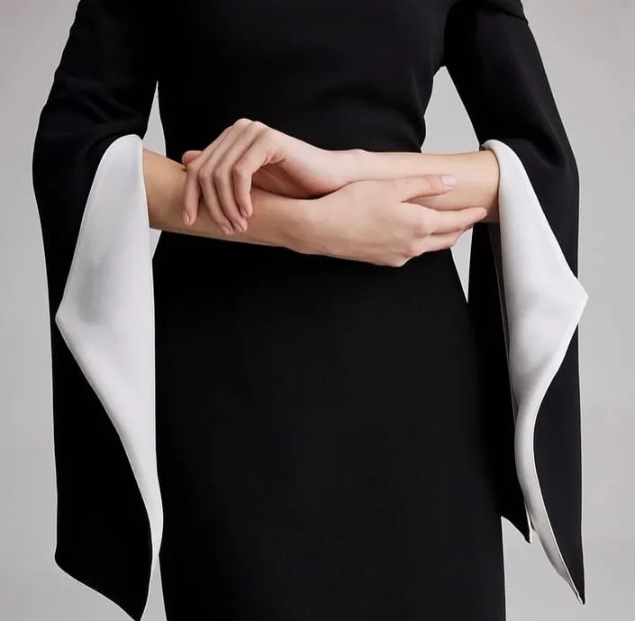 

Aenyrst Элегантное черное платье для выпускного вечера с открытыми плечами и длинными рукавами, вечернее платье длиной до пола, платья для особых случаев