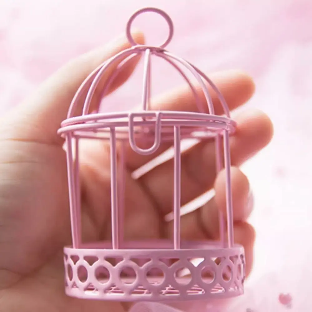 Durable Bird Cage Mini Bird Cage Cute Macaron Bird Cage Storage Box Iron Craft Portable Garden