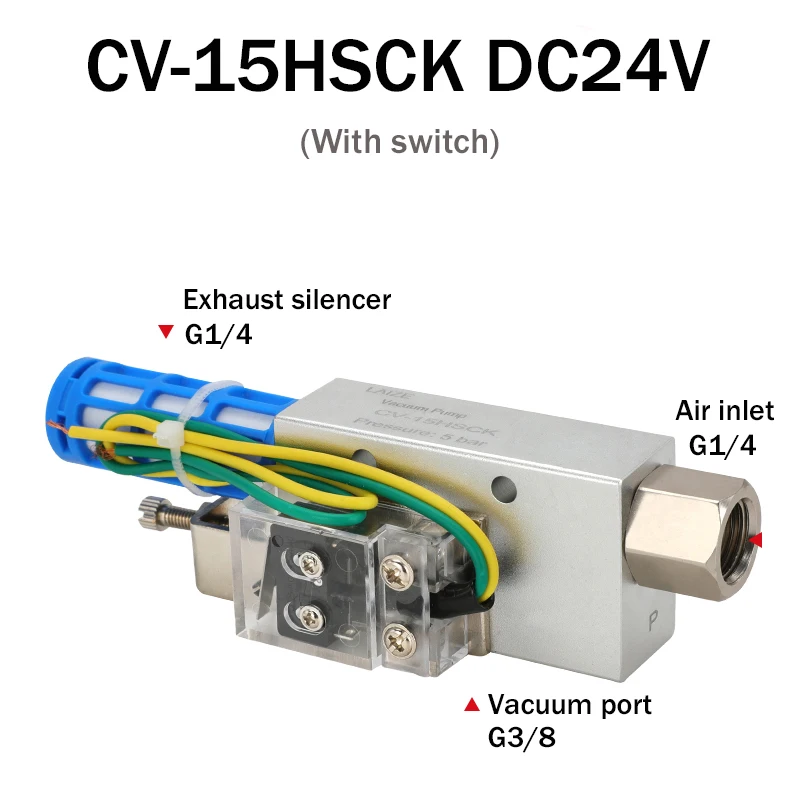 Pneumaitc Vacuum Generator CV-10HS High Negative Venturi Air Exhaust Ejector 15HS 20HS 25HS 30HS