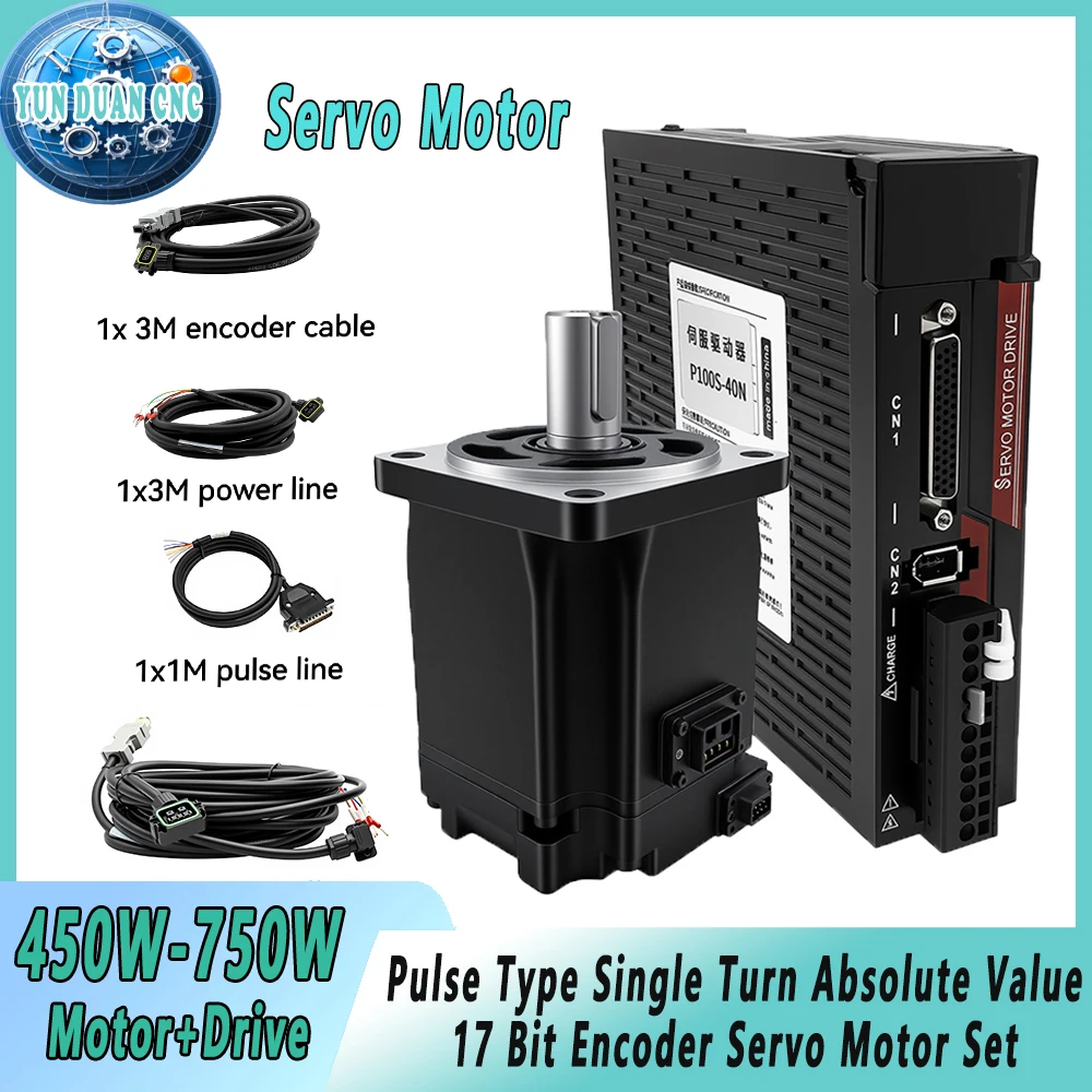 

400 Вт/750 Вт серводвигатель импульсного типа 17-битный абсолютный энкодер кабель кодера серводвигателя набор драйверов для фрезерного станка Engage с ЧПУ