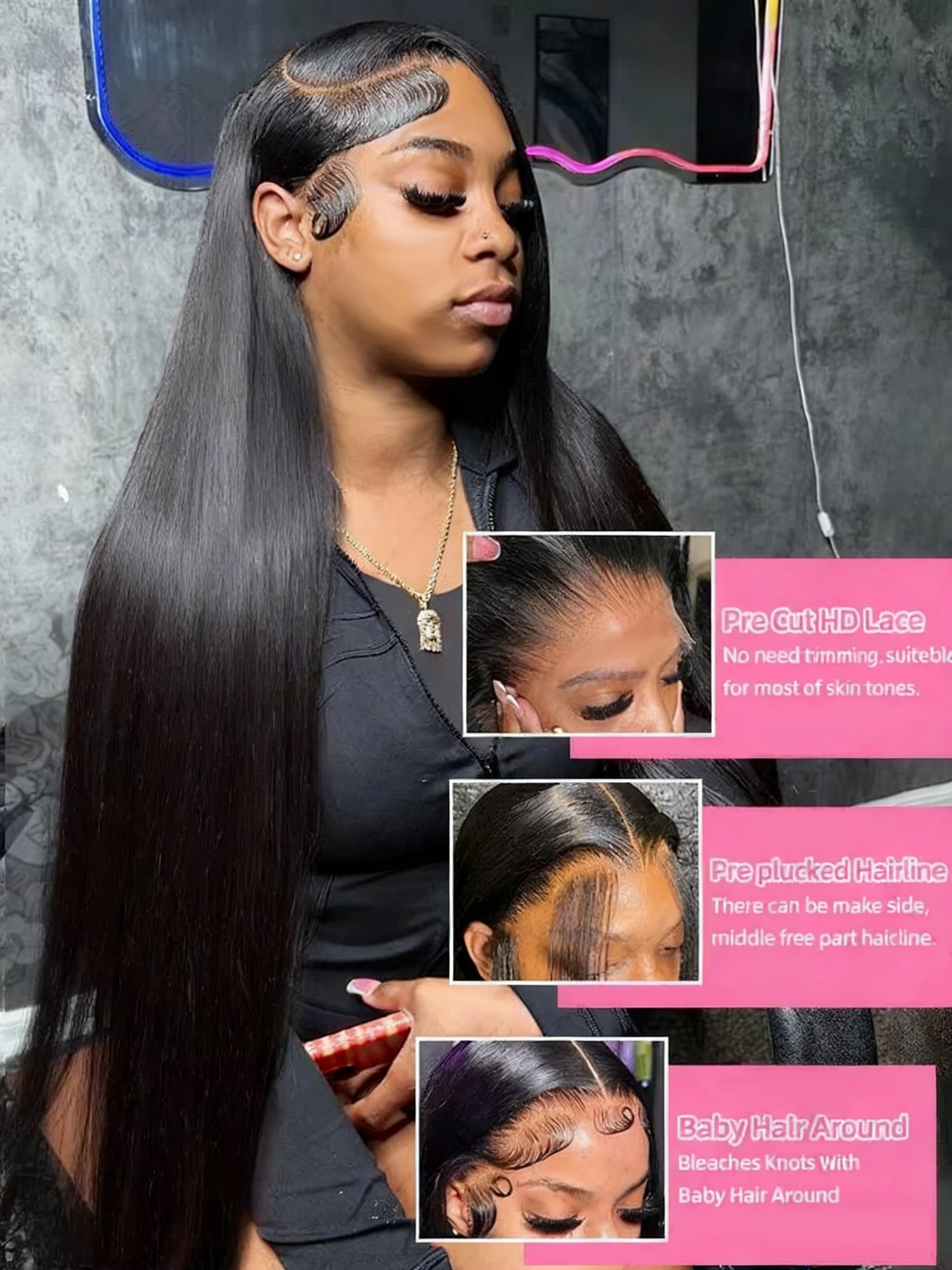 Parrucche Lakeisha Capelli Umani Brasiliani 13x6 Bone Dritto HD Parrucca Frontale Del Merletto Prepizzicato Anteriore Del Merletto Con I Capelli Del Bambino Per Le Donne Nere