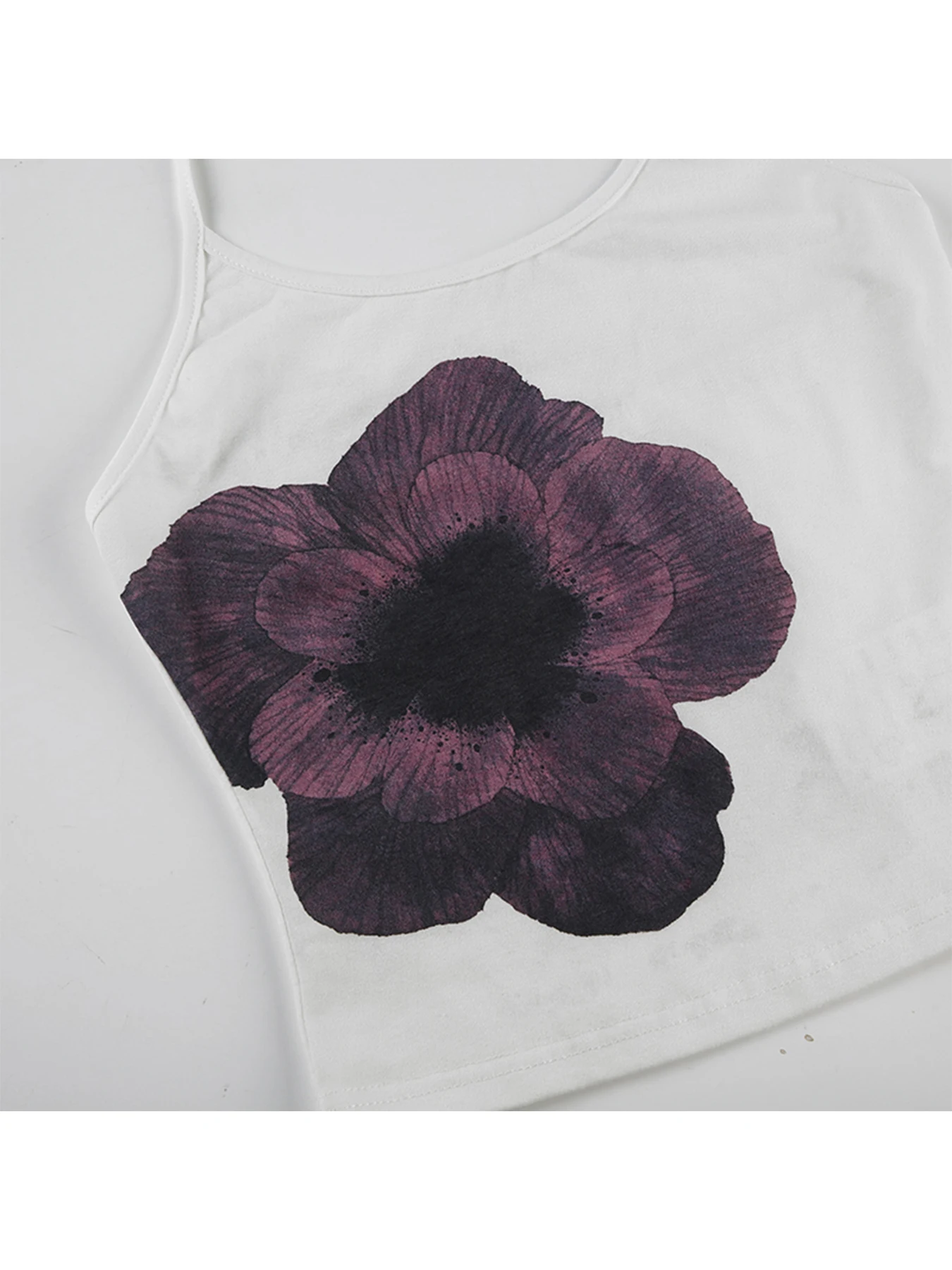 IAMSURE Casual Flower Backless Halter Tops Slim Bandage Slash Neck Sleeveless Crop Top Women 2024 Summer Fashion Streetwear Lady