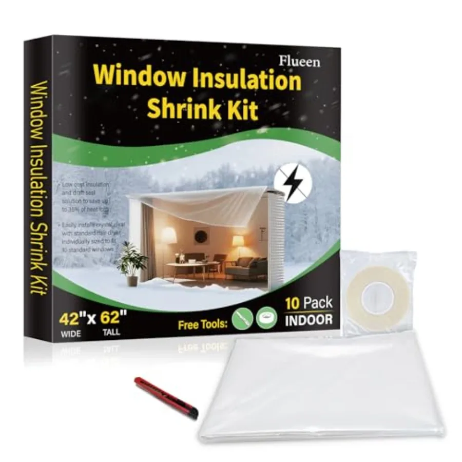 Window Insulation Kit for Winter, Plastic Shrink Film Indoor Thermal Seal to Block Drafts, Cold Air for Windows and Patio Doors