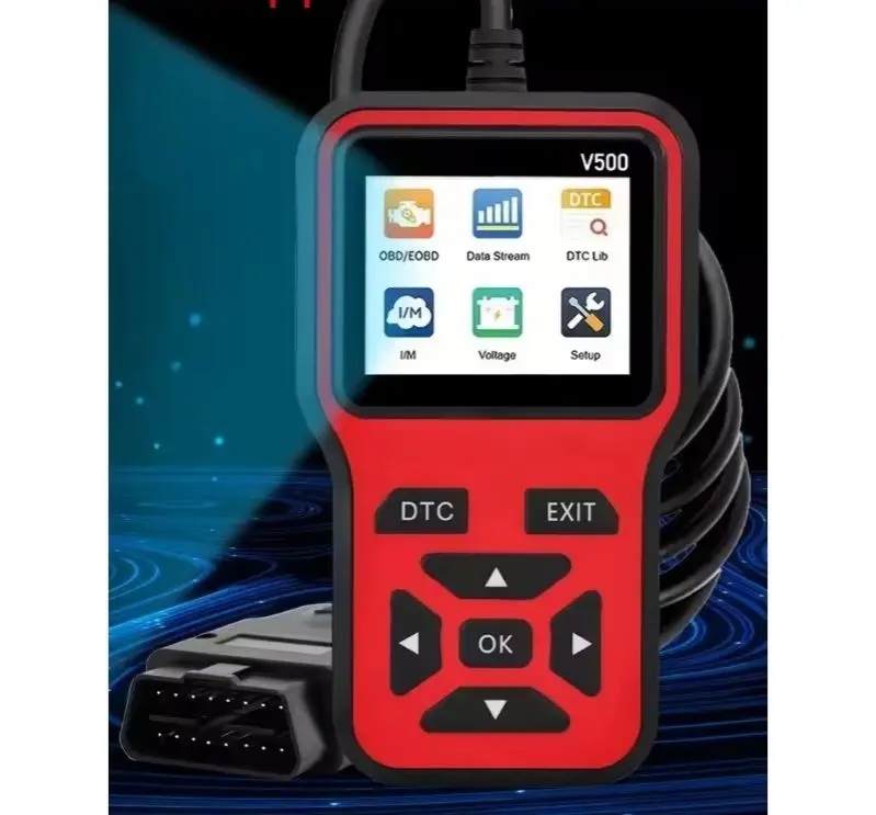 Automotive Diagnostic Scanner Tool Comprehensive Diagnostic Code Engine Fault Detection Maintenance Instrument V500 Red
