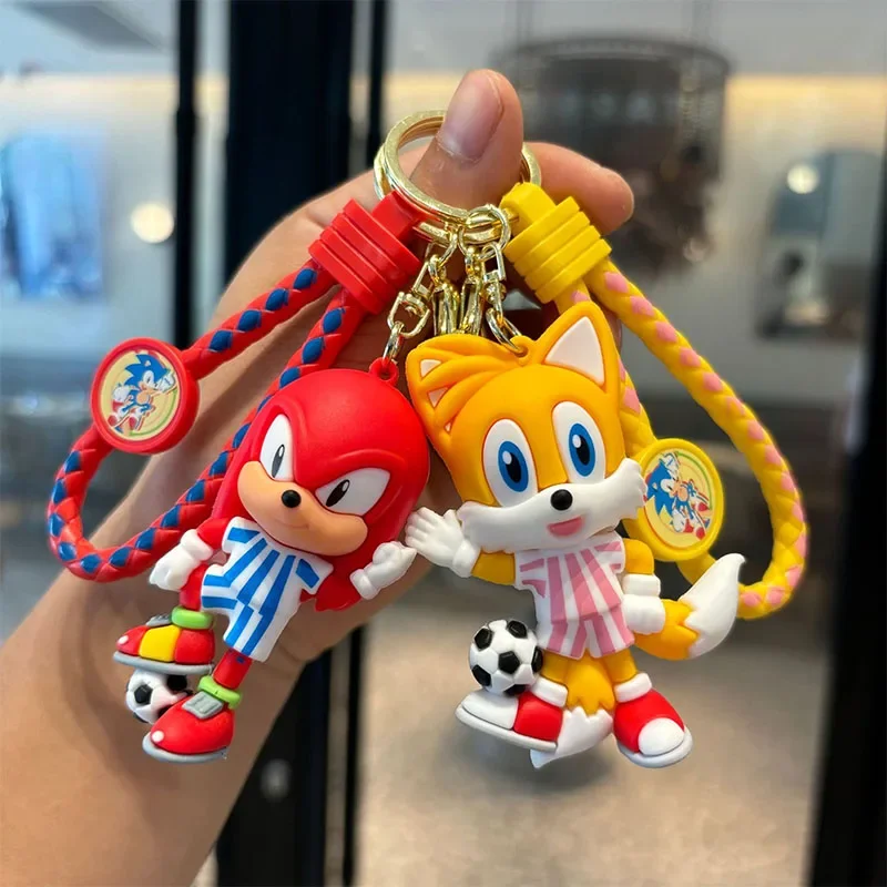 Sonic The Hedgehog Keychain Cute Cartoon Anime Figure Image Tails Shadow Doll Keyring Ornament Key Chain Car Pendant Kids Gifts