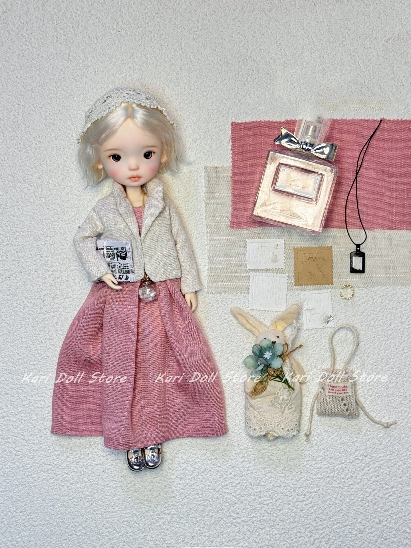 

Kari Doll Clothes and skirts Peach pink suit series dress and coat set for Landazz Landoudou Doll