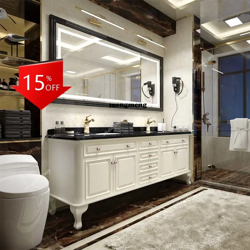 

C46American bathroom furniture American double bathroom sink solid oak smart locker light RO