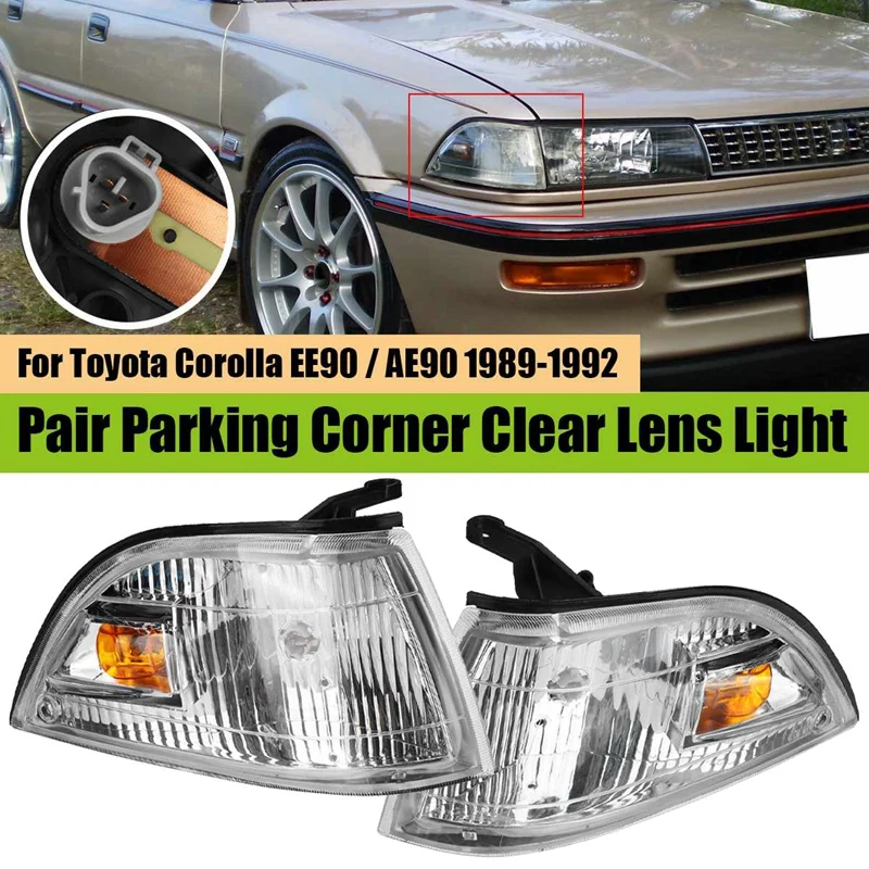 1 Pair Car Front Corner Lamp Signal Lamp Light For Toyota Corolla EE90 AE90 1989 1990 1991 1992