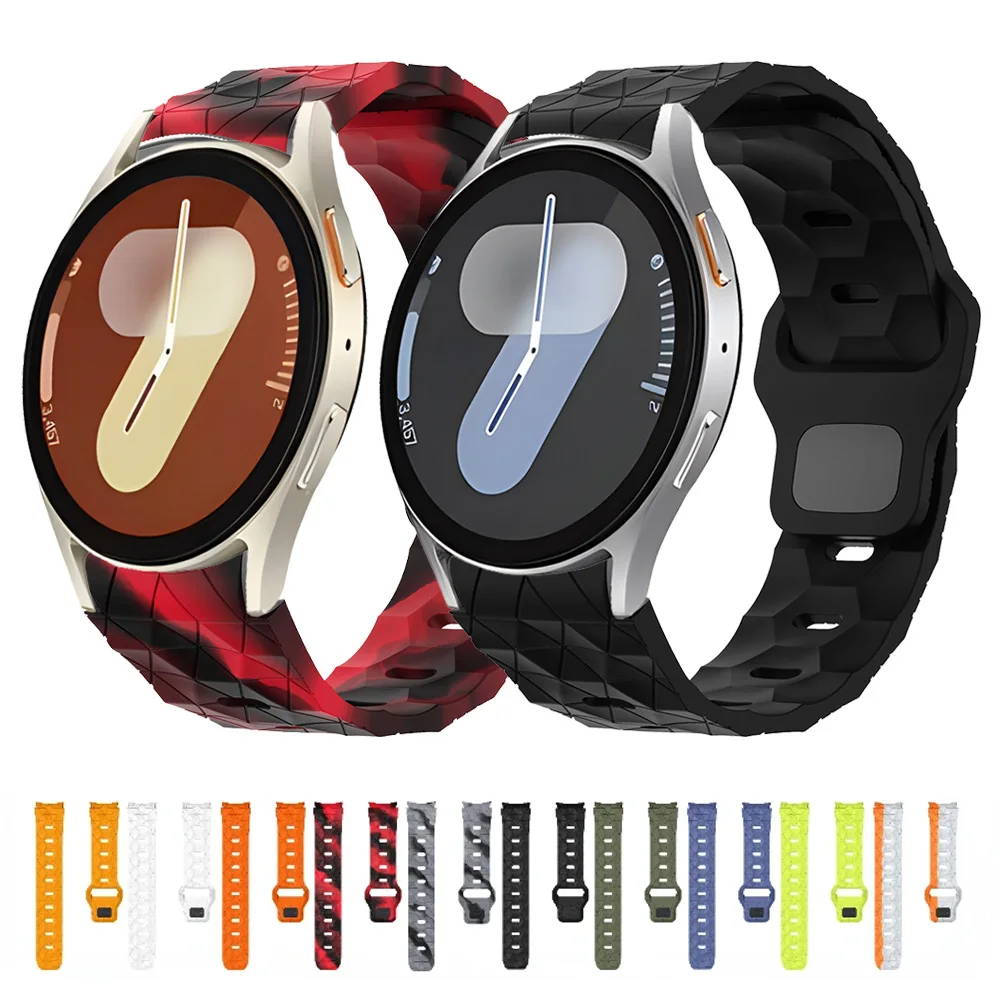 Sport-Silikonarmband für Samsung Galaxy Watch 7 6 5 4 40mm 44mm Watch 6-4 Classic 47mm 46mm Fußballmuster Armband Zubehör