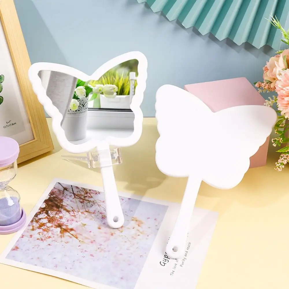 Hand-held Butterfly-shaped Makeup Mirror Plastic Butterfly-shaped Butterfly Handle Mirror High-definition Mini