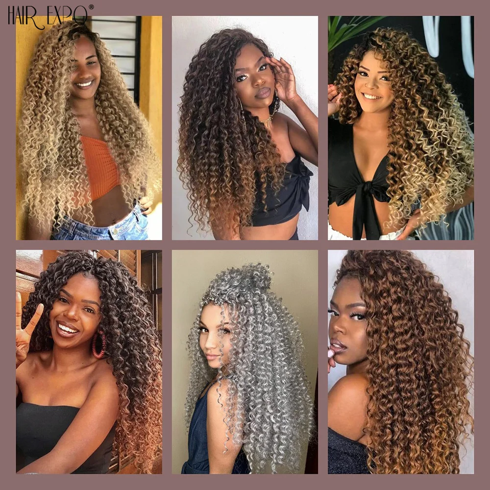 22 "Onda Profunda Crochet Cabelo Sintético Passion Twist Trança Cabelo Extensão Afro Curls Água Onda Profunda Torção Trança Cabelo Ocean Wave