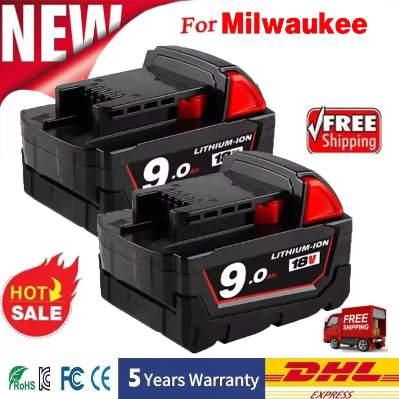 

12AH Für Milwaukee Akku 18B6 18V XC Li-ion 48-11-1860 48-11-1852 48-11-1850 48-11-1840 48-11-1820 Batteries Ladegerät