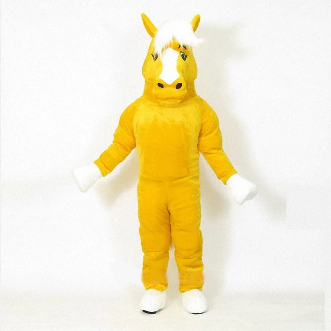 

High Quality Mustang Horse Mascot Costume Custom Golden Yellow Horse Theme Cartoon Anime Fancy Dress For College Carnival Party