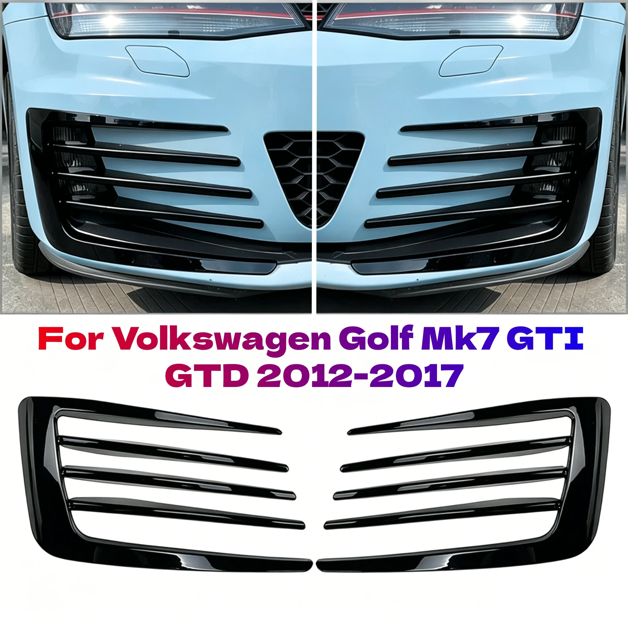 

Glossy Black Car Front Fog Lamp Frame Bumper Fog Light Grille Cover For Volkswagen Golf Mk7 GTI GTD 2012-2017 Car Accessories