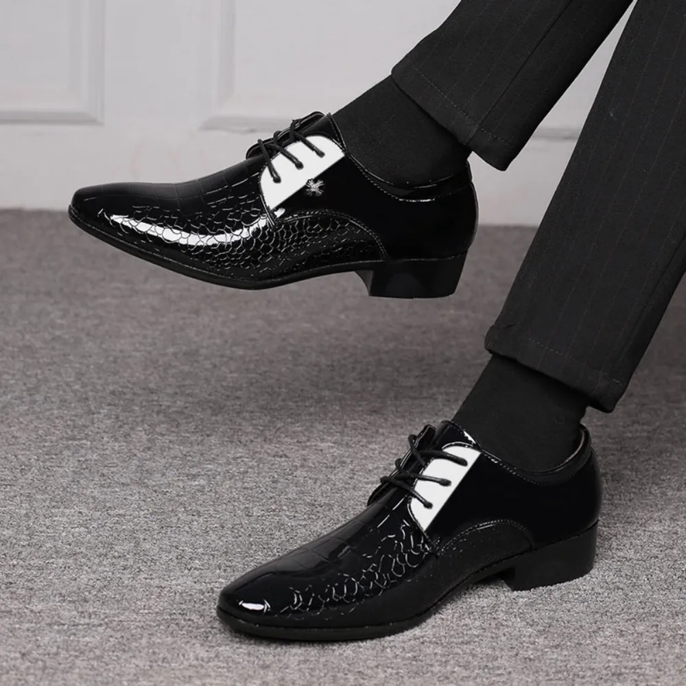 New arrival Men's Dress Shoes Cracked Stripe Classic Formal Business Oxford Shoes Casual Lace Up Mens Derbys Shoes