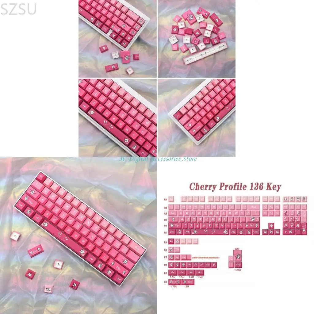 

SZSU 136 клавиш Keycap Mechanical Keyboard Клавичные клавиши PBT PBT-профильные клавиши для