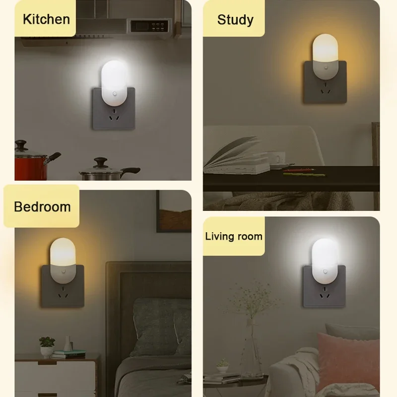 Bedside Lamp Night light EU/US Plug-in LED Night Light AC220V Baby Nursing Eye Sleep Light Bedroom Lamp For Corridor WC image 3