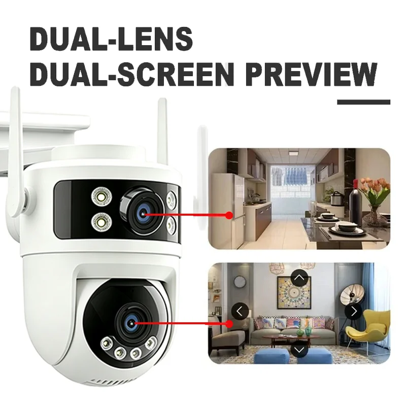 4K 2.4G WiFi Tuya Dual Screens IP Camera PTZ Camera Human Detection Security Surveillance Support ONIVF Alexa Human Tracking Cam