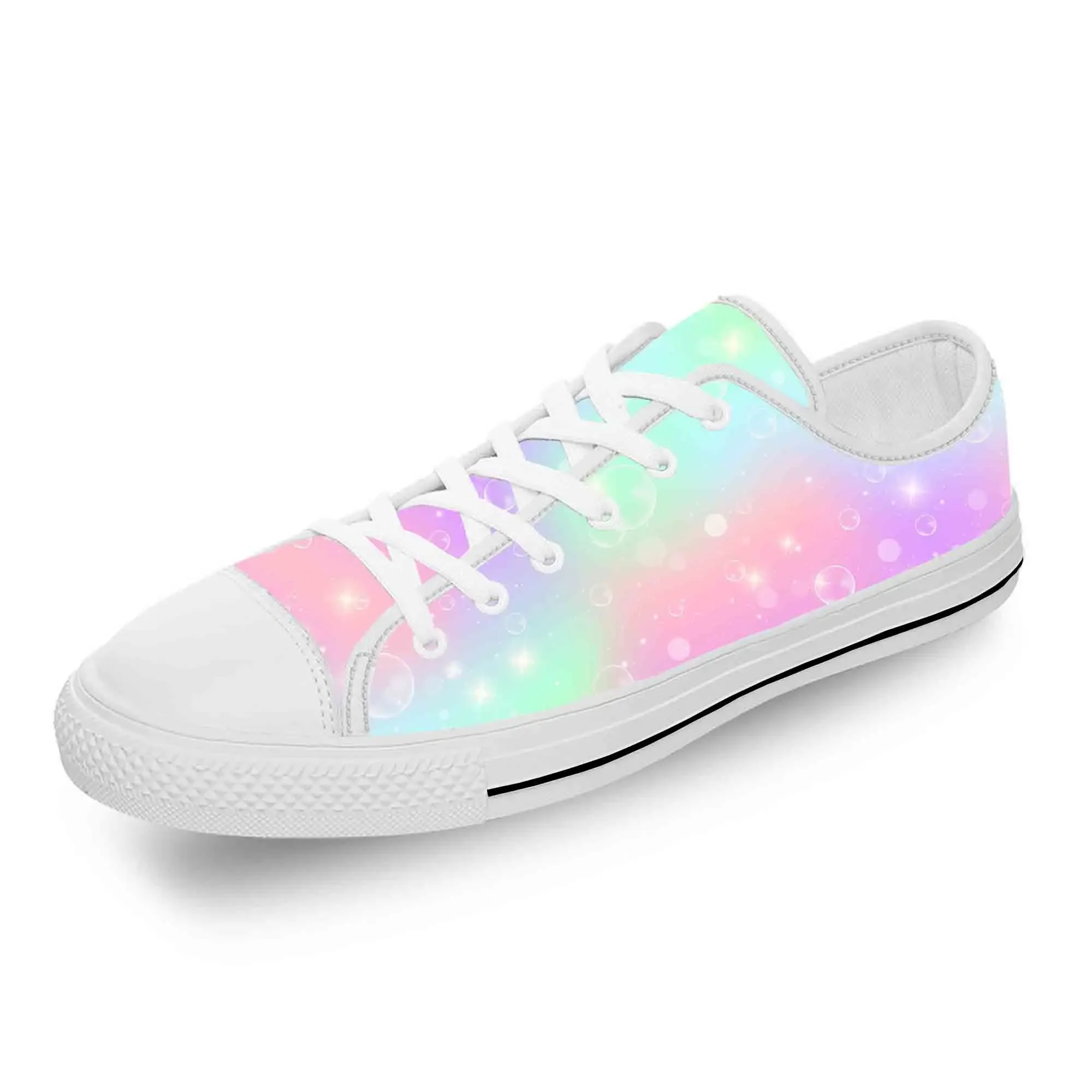 Colorato arcobaleno panno leggero stampa 3D moda divertente scarpe di tela basse uomo donna adolescente Casual Sneakers traspiranti