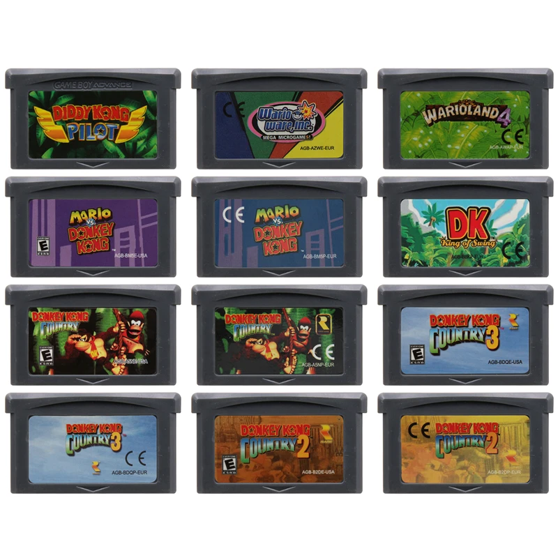 GBA Game Cartridge dDonkey Kong Series 32 Bit Video Games Console Card