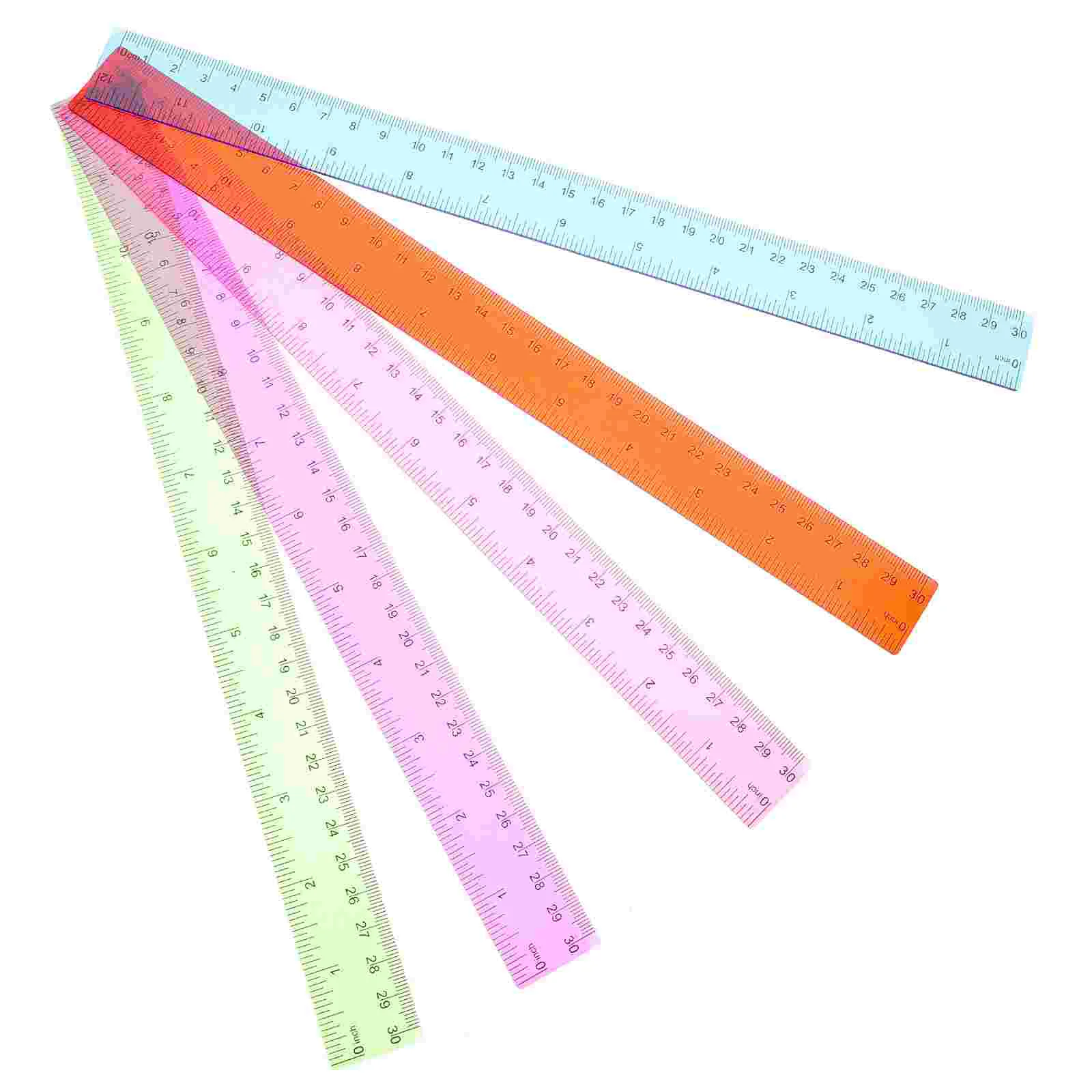 5 Pcs Creative Plastic Ruler Rulers with Centimeters Novelty Colored Portable Straight Student