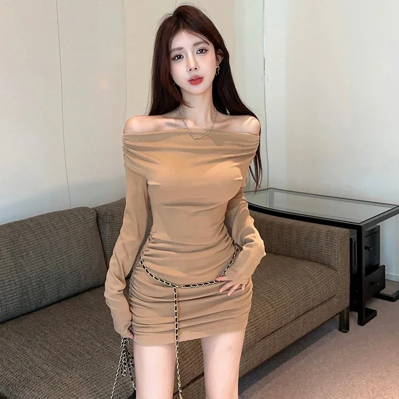 Frauen Vintage Sexy Slash Neck Mini Kleid Elegante Schwarz Wrap Pullover Kleider Winter Koreanische Rot Off Schulter Bodycon Vestidos