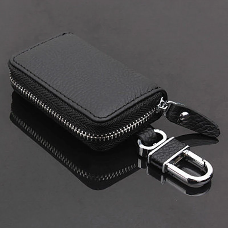 Leather Wallet Car Key Case Zipper Car Emblem Badge Keychain Bag for Toyota Corolla E150 E160 Verso Yaris Auris OE# 8529213010