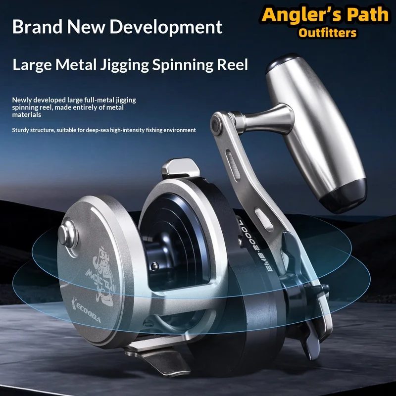 

ECOODA EMB2000 Full Metal Slow Jigging Drum Reel Strong Structure High Drag Power Saltwater Deep Sea Offshore Fishing Reel