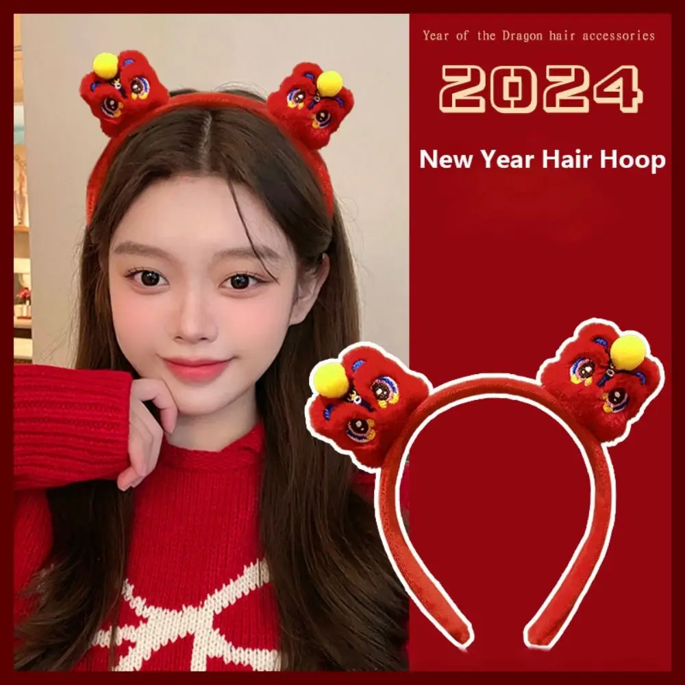 

New Cloth New Year Hair Hoop Red Dragon Headwear Chinese Style Hair Band Party