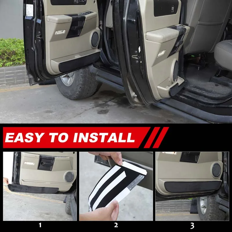 4 قطعة مجموعة المخملية الأسود ل هامر H2 2003-2009 باب السيارة مكافحة القذرة وسادة ملصق مزخرفة اكسسوارات الحماية الداخلية للسيارة #3