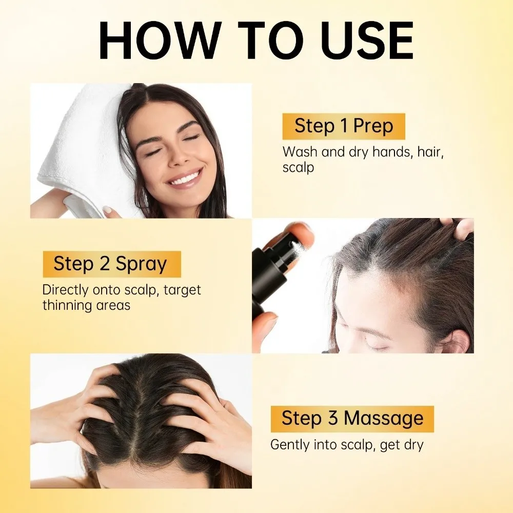 

Natural Ingredients Hair Growth Spray Prevent Damaged Hair Strengthens Follicles Hair Thickening Sprays Effective Formula