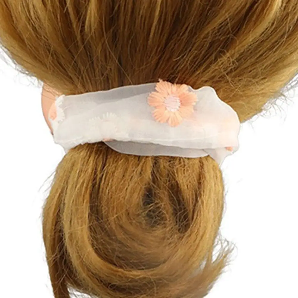 Hair Band Korean Gauze Elastic Ponytail Holder Embroidery Rubber Band Hair Tie Scrunchie Hair Rope