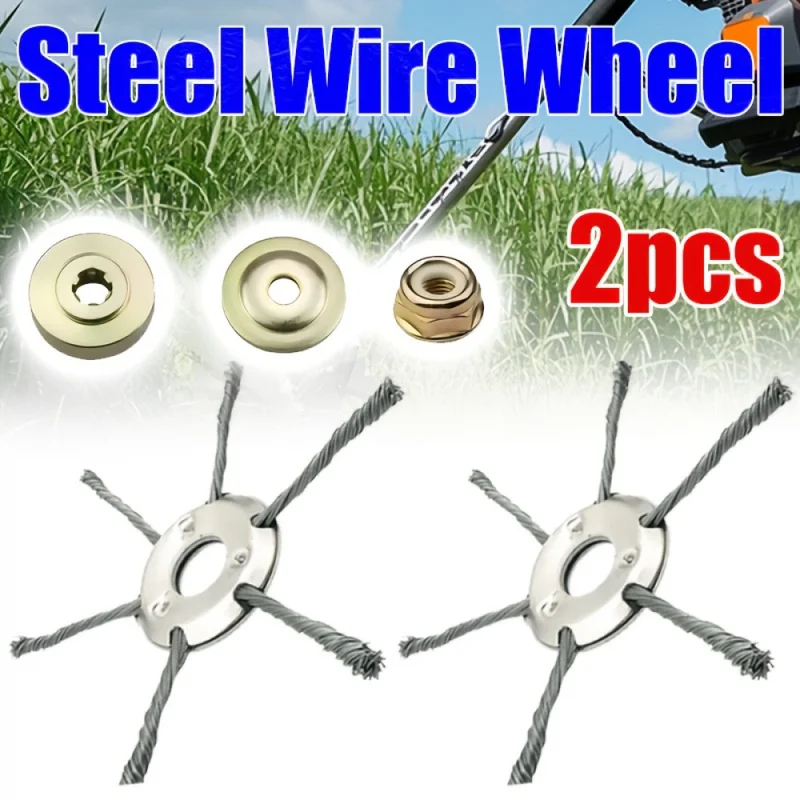 9-Inch Wire Wheel Lawn Trimmer Head Universal Weed Brush For Straight Shaft Lawn Mowers Effective Moss And Rust Removal Tool
