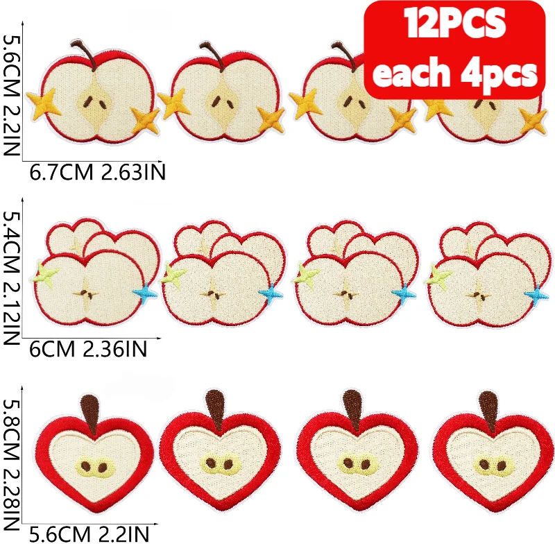 

10/12PCS Lots of Cartoon Apple Emblem Embroidery Wholesale Clothing Accessories Badge Patches DIY Decoration Ironing Hat/cloth