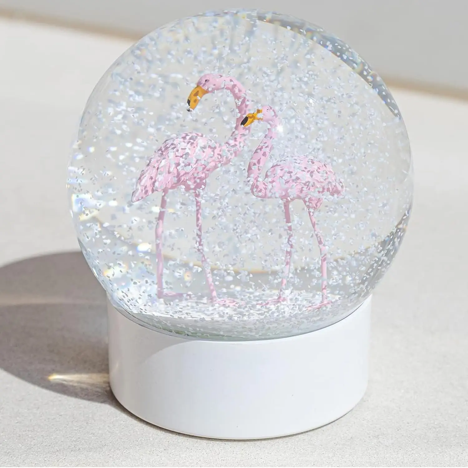 

Flamingo Snow Globe for Adults, 100MM Glitter Snowglobe Gifts for Women Girls Christmas Birthday Table Decor