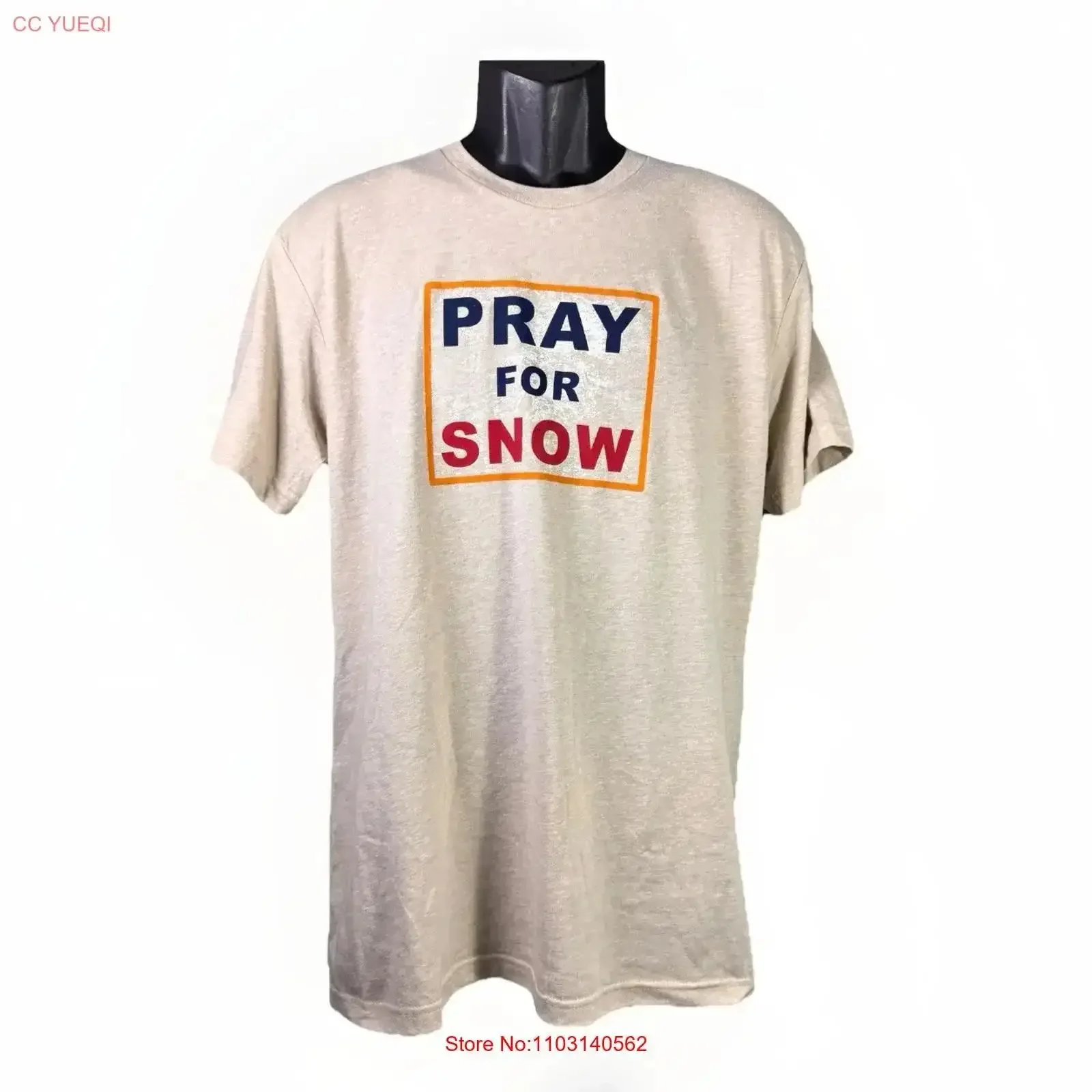 Hoodoo Ski Resort Pray For Snow Crème Men s T Shirt Size Medium vintage Washed Breathable Top Everyday Wear Casual vintage