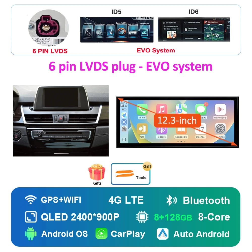 Autoradio Android 16 Multimedia Speler 4G voor BMW 2 Serie F45 F46 2014 - 2018 NBT EVO Systeem Ultradunne ScreenGPS Navigatie