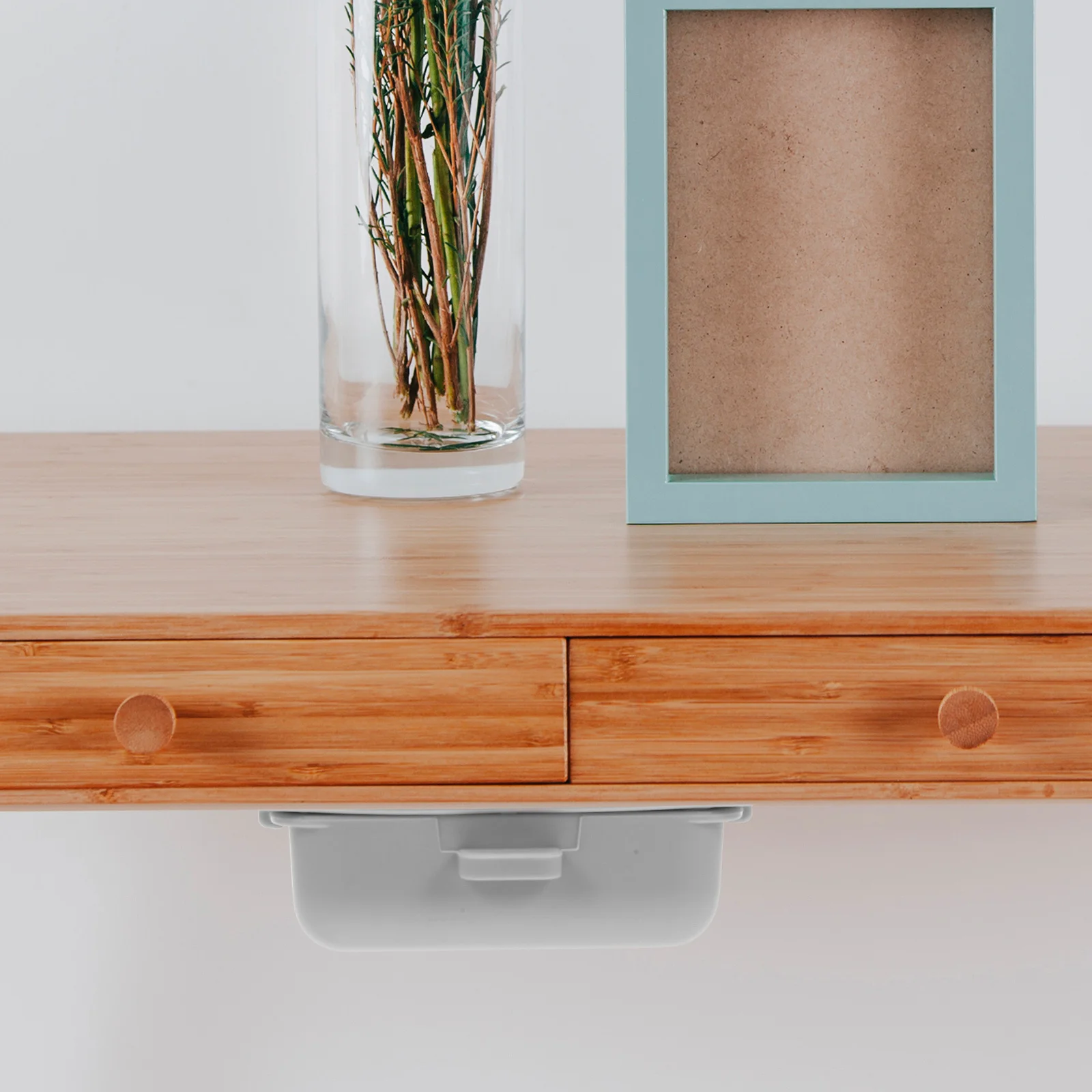 

2 Pcs under Table Storage Box Hidden Drawer Peel and Stick Cabinet Drawers Desk Self-adhesive Grey Desktop Organizer