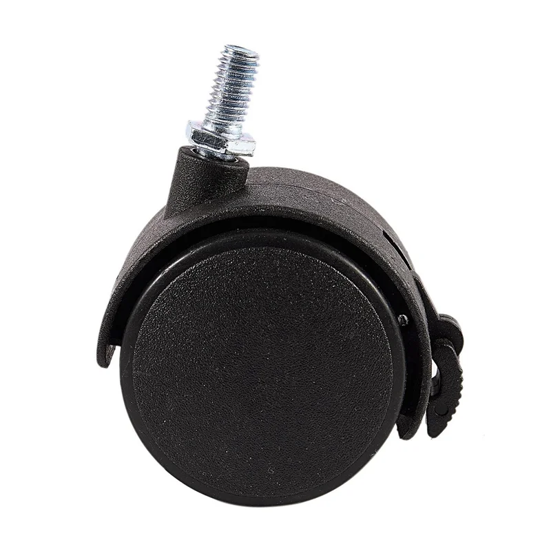 6X Furniture Swivel Locking Caster 8Mm Screw Stem 2-Inch Dia Wheel Black-BAAQ