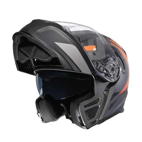 Full Face Motorcycle Helmet with Dual Visor Cyril Flip-up Motorcycle Helmet with Bluetooth Slot For Adult DOT Approved Helmet