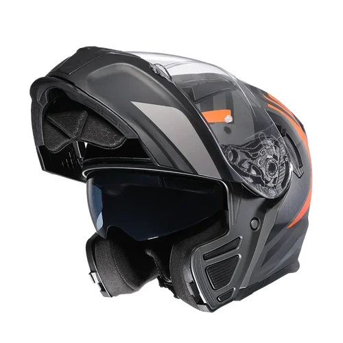 Casco de motocicleta de cara completa con doble visera, casco de motocicleta abatible Cyril con ranura Bluetooth para casco adulto aprobado por DOT
