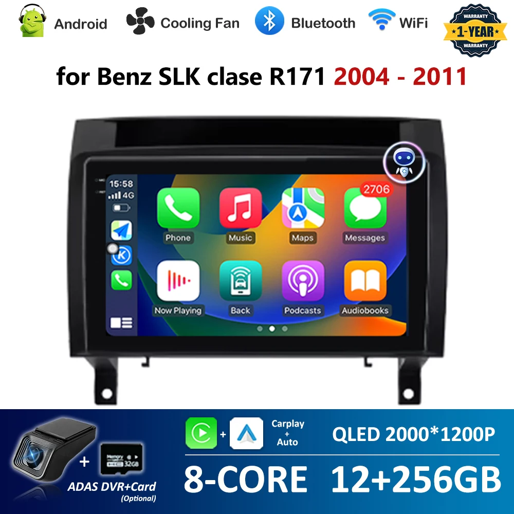 Car Radio Multimedia Player 9 inch Android for Benz SLK clase R171 2004 - 2011 GPS Navi 4G Carplay WiFi Bluetooth Split Screen