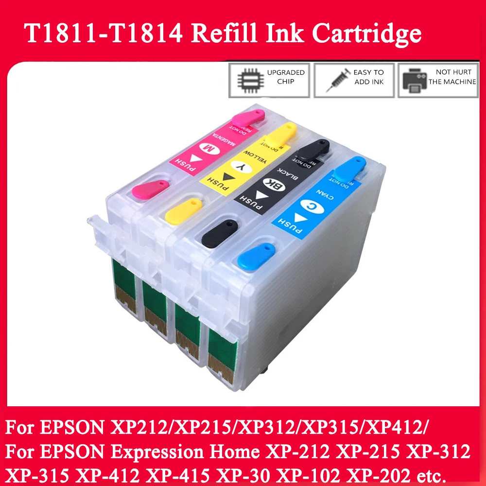 

Einkshop T1811-T1814 Запасной картридж для EPSON XP212/XP215/XP312/XP315/XP412/XP415XP30/XP102/XP202/XP202/XP205/XP302